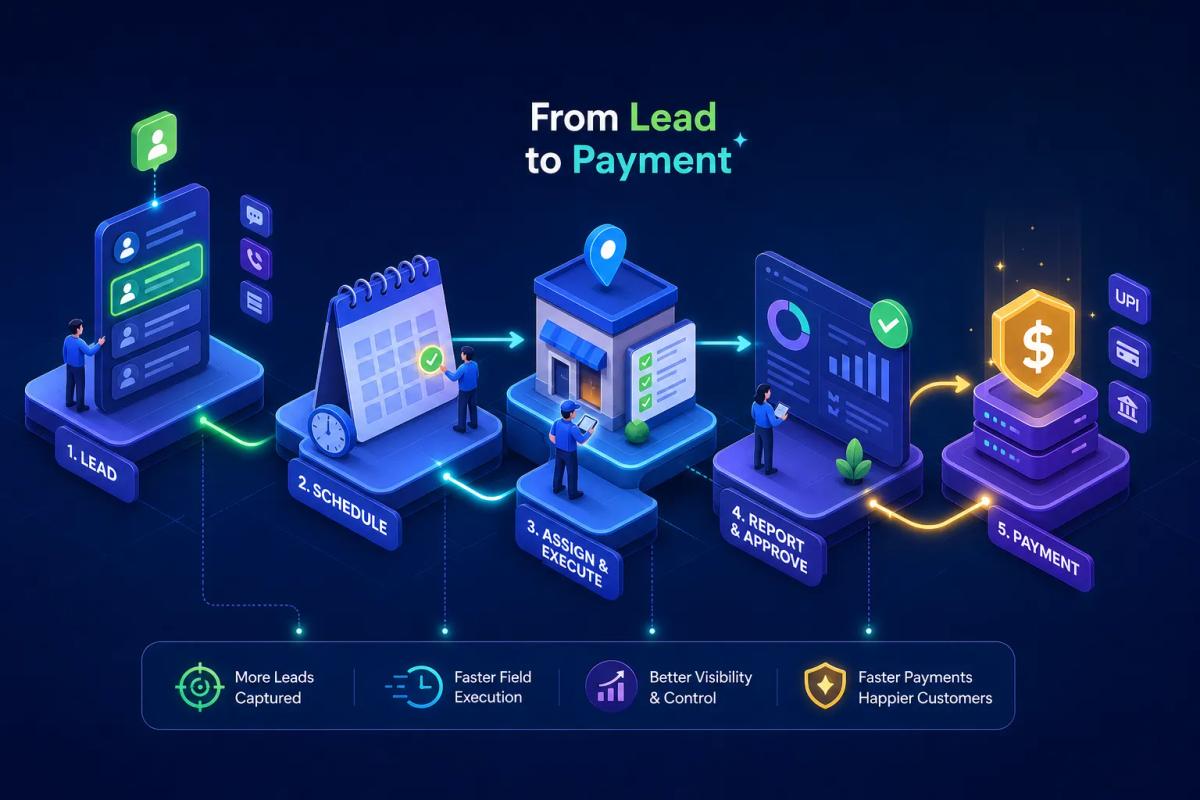 What an FSM platform actually does, from lead to payment